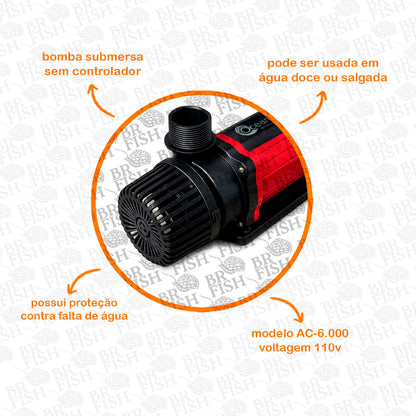 Bomba Submersa AC-6000L/h Ocean Tech 6000L/h Sem Controlador 110V