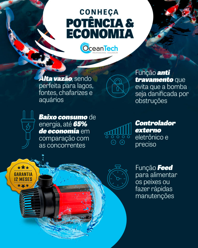 Bomba Submersa Ocean Tech AC-40000 Lagos Carpas Fontes 220V