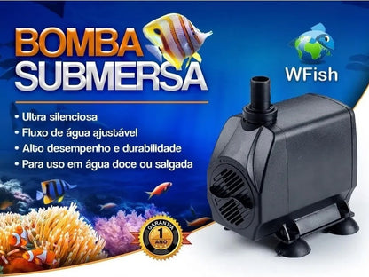 Bomba Submersa WF-4000 Wfish 4000L/h P/ Aquários Fontes 110v