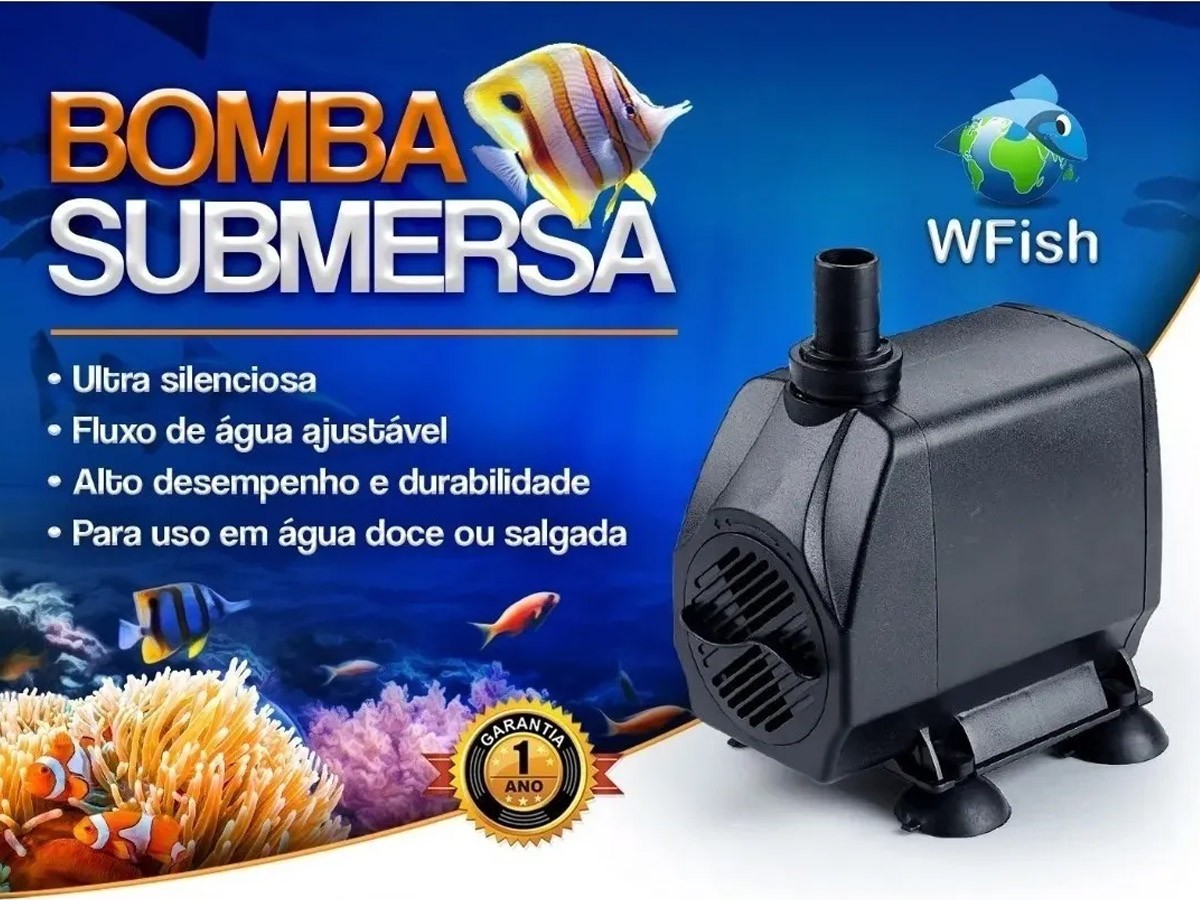 Bomba Submersa WF-5000 Wfish 5000L/h P/ Aquários Fontes 110v