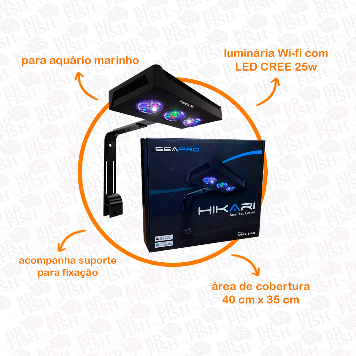 Luminária SeaPro Hikari SH-25 Marine Wifi Bivolt Marinho