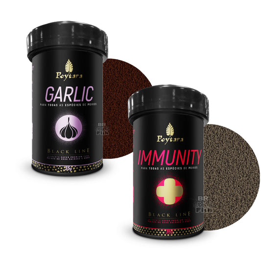 Kit 2 Ração Poytara Garlic E Immunity Black Line Peixes 35g