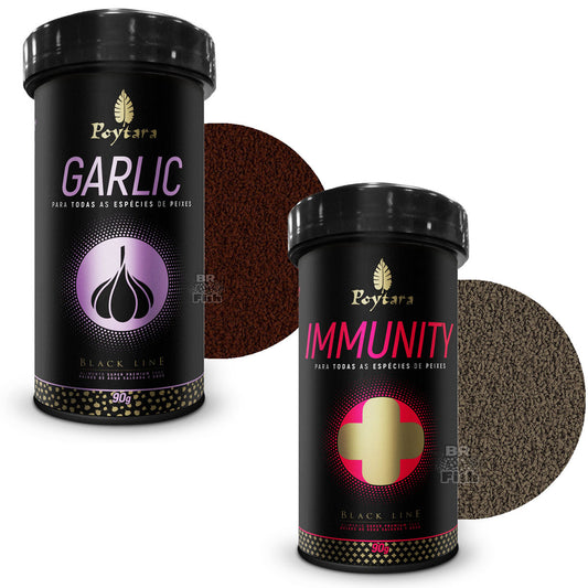 Kit 2 Ração Poytara Garlic E Immunity Black Line Peixes 90g