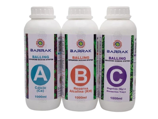 Kit Barrak Balling 1000ml Ca Mg Kh Aquario Marinho 1 Litro