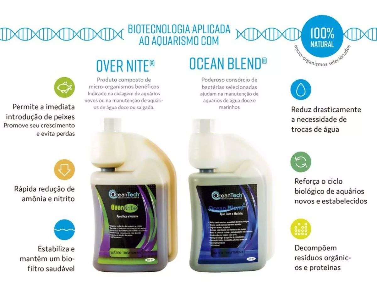 Kit Ocean Tech - Ocean Blend 250ml + Over Nite 250ml Aquario