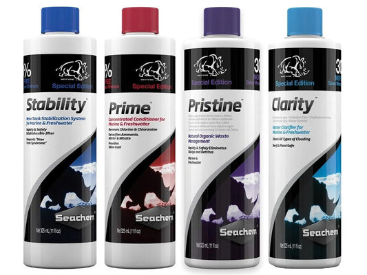 Kit Seachem Stability Prime Pristine Clarity Aquários 325ml