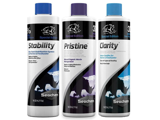 Kit Seachem Stability Pristine Clarity Água Aquários 325ml