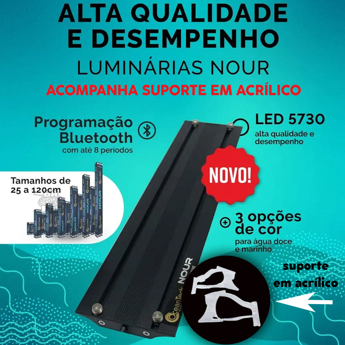 Luminária Nour Marine Ocean Tech 100cm Marinho C/ Bluetooth