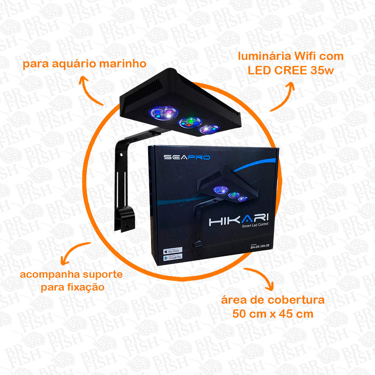 Luminária SeaPro Hikari SH-35 Marine Wifi Bivolt Marinho