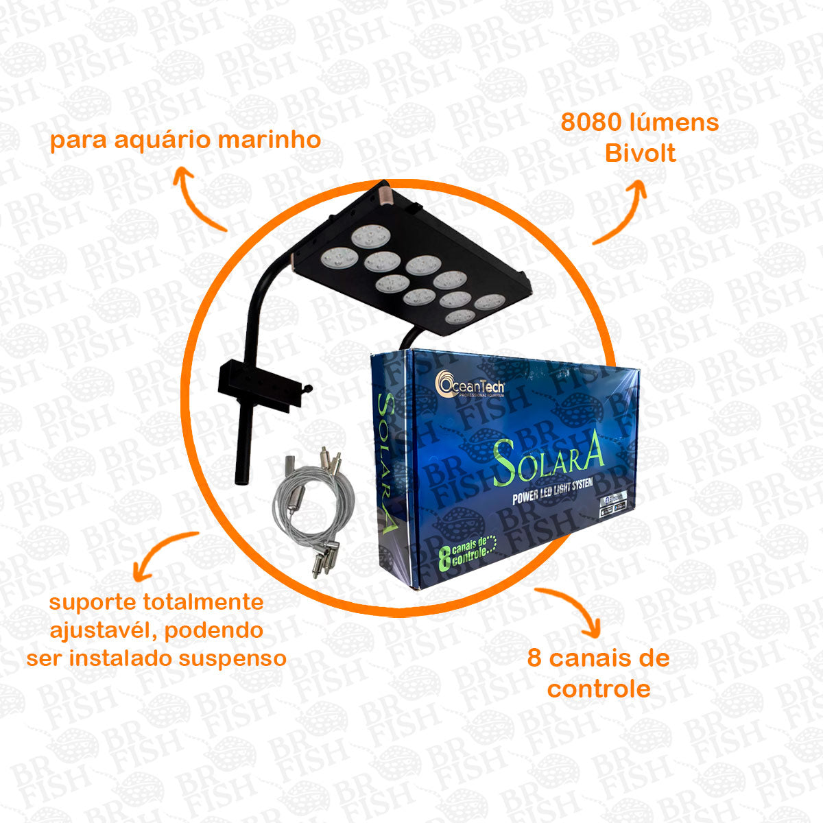 Luminária Solara Plus Ocean Tech Bivolt Aquário Marinho 180w