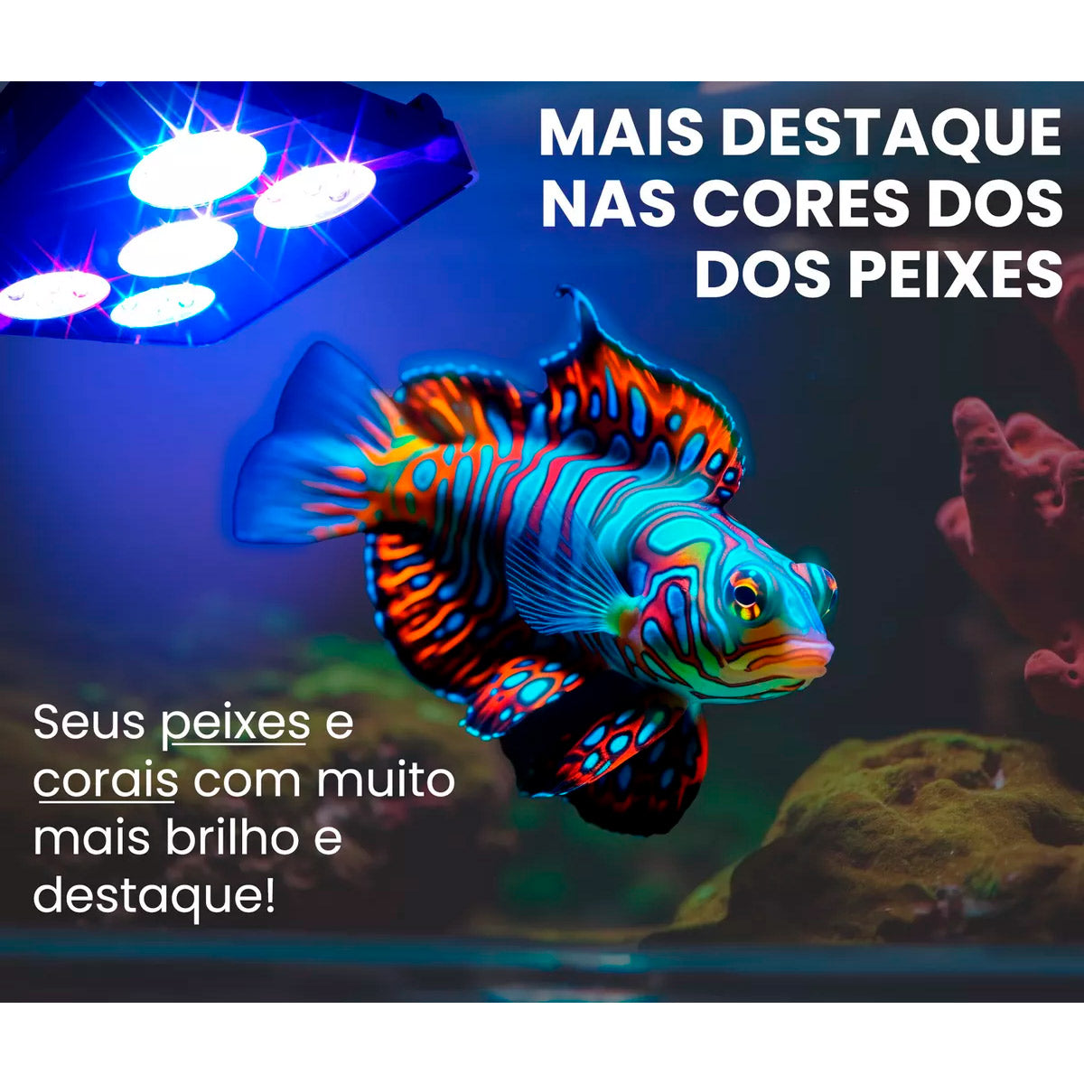 Luminária Solara Plus Ocean Tech Bivolt Aquário Marinho 180w