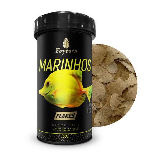 Ração Poytara Black Line Marinhos Flakes Peixes 30g