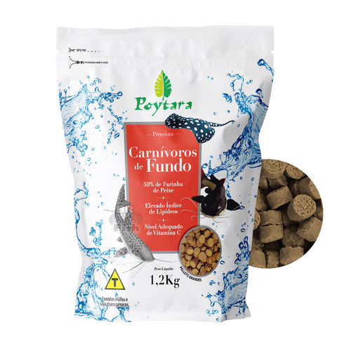 Ração Poytara Carnívoros De Fundo Pellets Grandes Bag 1,2Kg