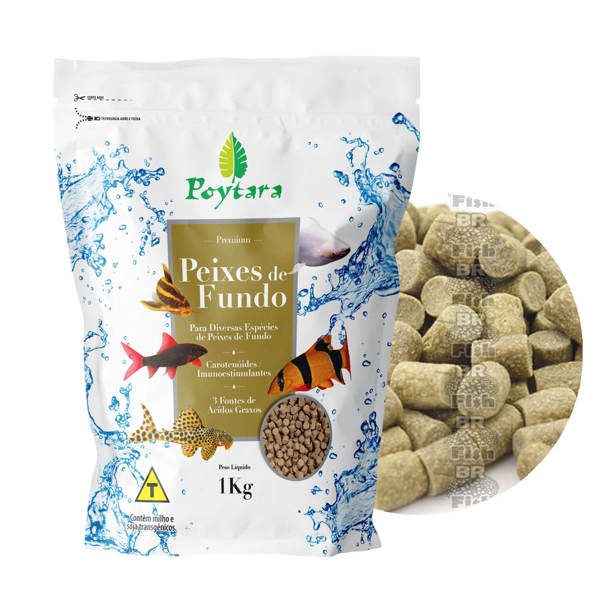 Ração Poytara Peixes De Fundo Cascudo Grânulo Bag 1Kg