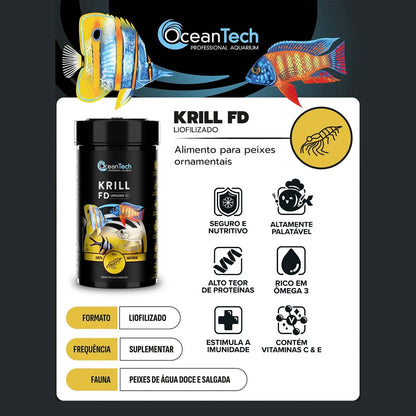 Ração Ocean Tech Krill Liofilizado Água Salgada E Doce 10g