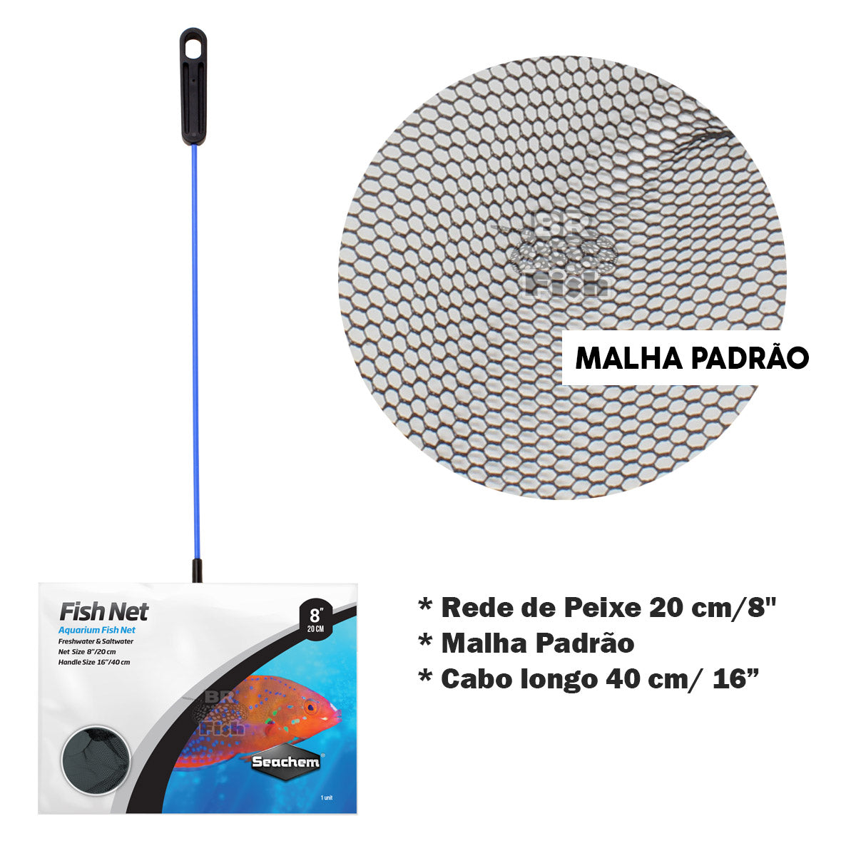 Rede Para Peixes Aquários Seachem Fish Net 20cm Malha Padrão