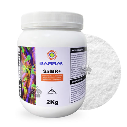 Sal Marinho Barrak Aquário Com Probióticos Coral Peixe 2Kg