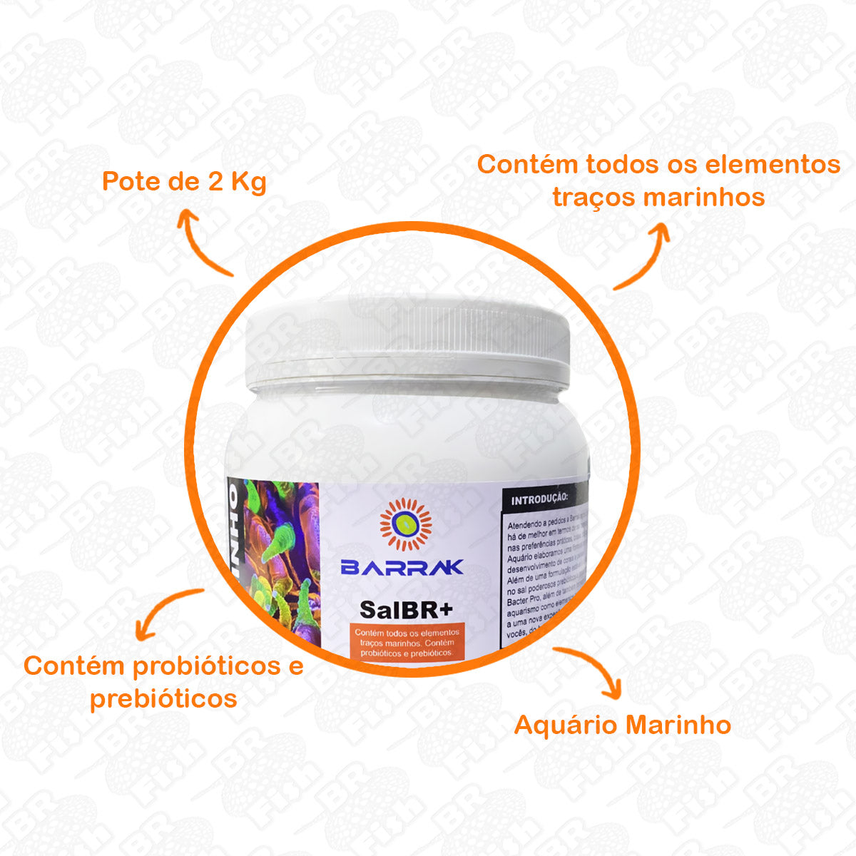 Sal Marinho Barrak Aquário Com Probióticos Coral Peixe 2Kg