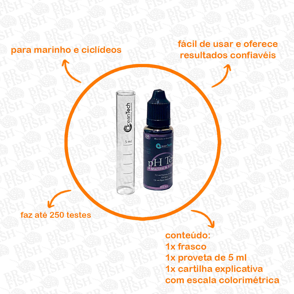 Teste Água pH Ocean Tech Marinho E Ciclídeos Faz 250 Testes