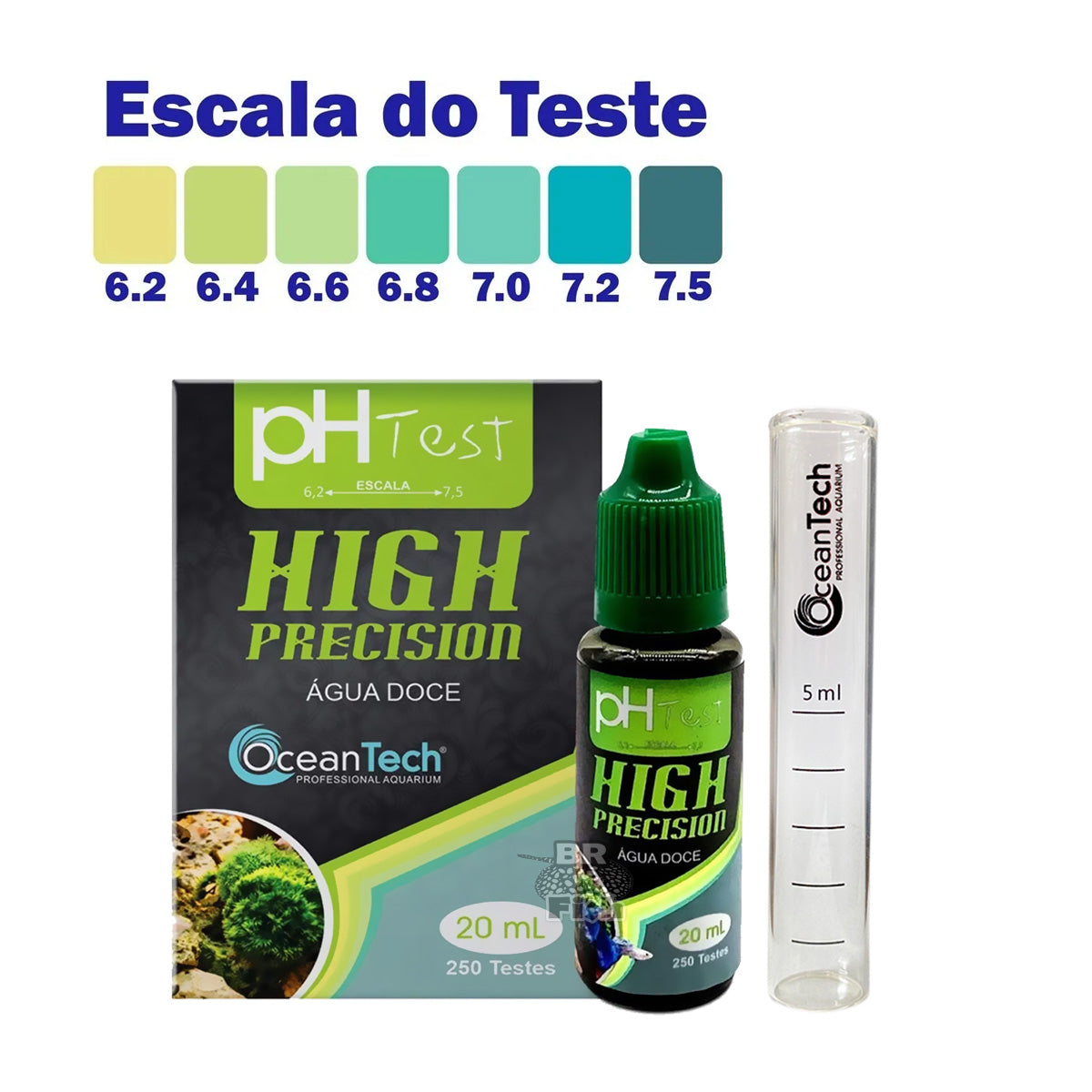 Teste De pH Ocean Tech Água Doce Faz 250 Testes Aquários